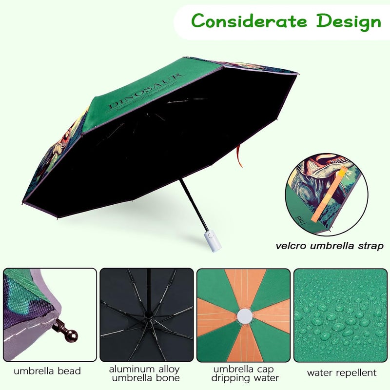 Decalsweet Kids Folding Umbrella Auto Open/Close Anti-rebound Safe Design UV Resistant Automatic Children Travel Umbrellas 8 Rib Reinforced Canopy 360° Reflective Strip Lightweight Cute Umbrella for Girls & Boys - Image 4